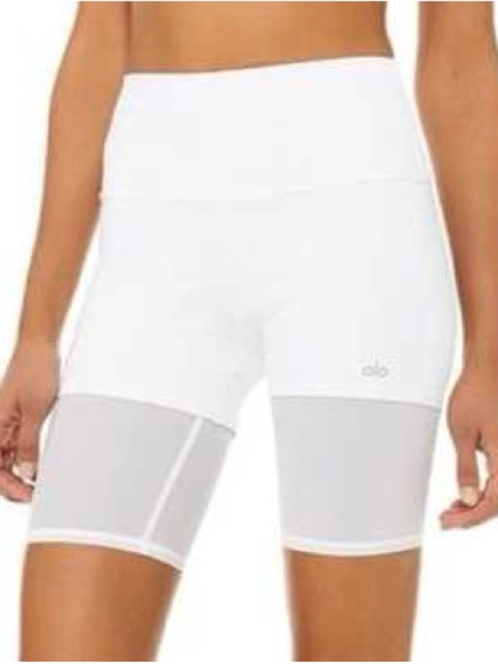ALO Yoga White Layered High-Waist Bike Skort with mesh